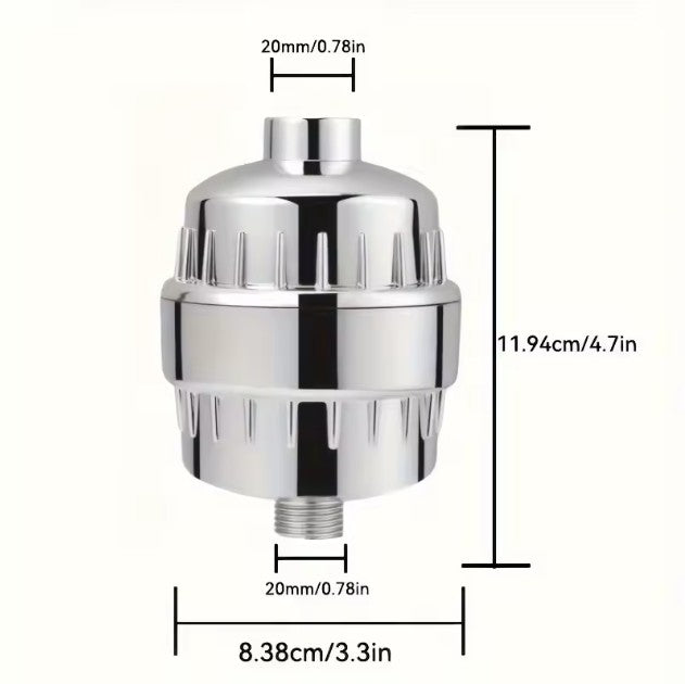 DrinkUp 6-Inch 15-Stage High-Pressure Shower Head Filter with Water Filter Cartridge – Chrome Finish – Ideal for Hard Water